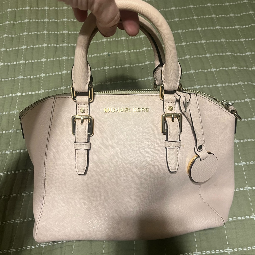 Michael Kors Beige Satchel With Gold Accents